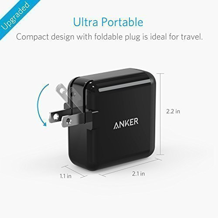 Anker 2-Port 24W USB Wall Charger PowerPort 2 with PowerIQ for iPhone X/ 8/ 7 / 6s / Plus, iPad Air 2 / mini 3, Galaxy S Series, Note Series, LG, Nexus, HTC and More