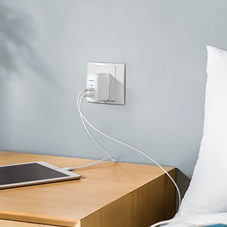 Anker Elite Dual Port 24W USB Travel Wall Charger PowerPort 2 with PowerIQ and Foldable Plug, for iPhone X / 8 / 7 / 7 Plus / 6s / 6s Plus, iPad Pro / Air 2 / mini 3 / mini 4, Samsung S4/ S5, and More