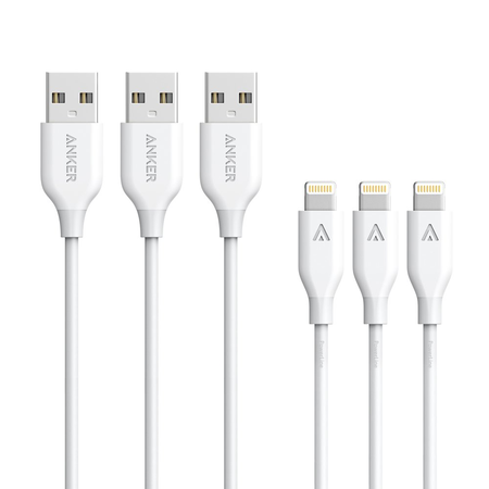 [3 Pack] Anker PowerLine Lightning Cable (3ft) Apple MFi Certified - Lightning Cables for iPhone X / 8 / 8 Plus / 7 / 7 Plus 6s / 6s Plus / 6 / 6 Plus/ 5s / 5, iPad mini / 4 / 3 / 2, iPad Pro Air 2