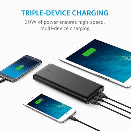 Anker PowerCore 26800 Portable Charger, 26800mAh External Battery with Dual Input Port and Double-Speed Recharging, 3 USB Ports for iPhone, iPad, Samsung Galaxy, Android and other Smart Devices