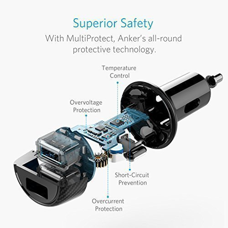 Anker Ultra-Compact 24W 2-Port Car Charger PowerDrive 2 Elite with PowerIQ Technology for iPhone X / 8 / 7 / 6s / Plus, iPad Air 2 / mini 3, Galaxy S Series, Note Series, LG, Nexus, HTC and More