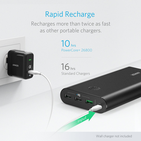 [Quick Charge] Anker PowerCore+ 26800 Premium Portable Charger with Qualcomm Quick Charge 3.0 (Aluminum 3-Port Ultra-High-Capacity External Battery) [Recharges 2X Faster]