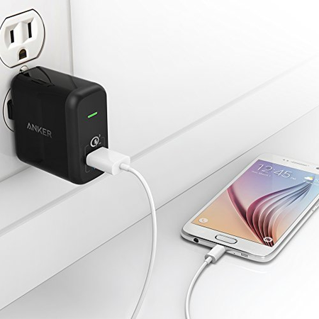 Quick Charge 3.0, Anker 18W USB Wall Charger (Quick Charge 2.0 Compatible) PowerPort+ 1 for Galaxy S7/S6/Edge/Plus, Note 5/4, LG G4, HTC One A9/M9, Nexus 6, iPhone, iPad and More
