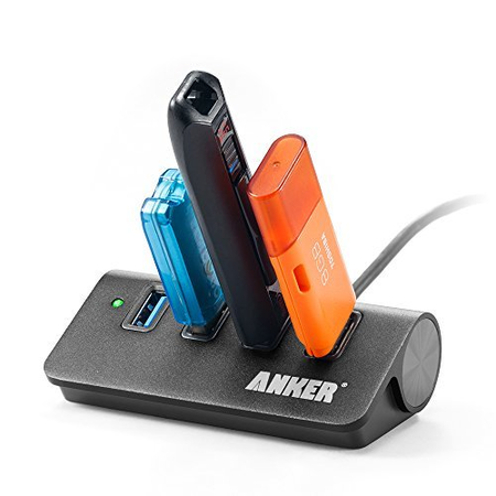 Anker USB 3.0 4-Port Portable Aluminum Hub with 2-Foot USB 3.0 Cable (Carbon)