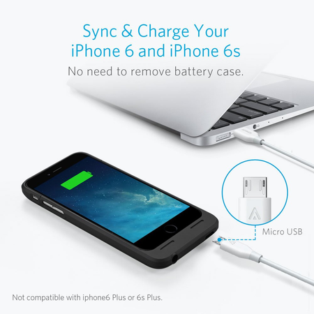 iPhone 6 / 6s Battery Case, Anker Ultra Slim Extended Battery Case for iPhone 6 / 6s (4.7 inch) with 2850mAh Capacity / 120% Extra Battery [Apple MFi Certified] (Black)