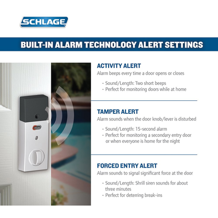 Schlage Z-Wave Connect Century Touchscreen Deadbolt with Built-In Alarm, Works with Amazon Alexa via SmartThings, Wink or Iris,  Bright Chrome, BE469 CEN 625
