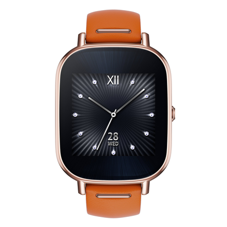 ASUS ZenWatch 2 Rose Gold with Orange Leather Strap 37mm Smart Watch with Quick Charge Battery, 4GB Storage, 1.45-inch AMOLED Gorilla Glass 3 TouchScreen, IP67 Water Resistant