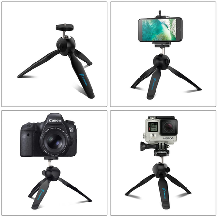 Premium Mini Tripod with phone mount, Fugetek Table Top stand for Gopro, Smartphones, Compact Cameras and DSLRs