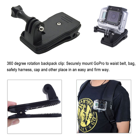 Kupton Accessories for GoPro Hero 5 Session/ Hero Session Bundle Action Camcorder Camera Accessories Mounts Waterproof Housing Case Chest Head Bike Car Backpack Clip Mount