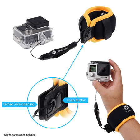 2in1 Floating Wrist Strap & Headstrap Floater - For GoPro Hero 6,5, Black, Session, Hero 4, Session, Black, Silver, Session, Hero+ LCD, 3+, 3 - Wrap to Wrist or Attach to a Headstrap (Headstrap Incl.)