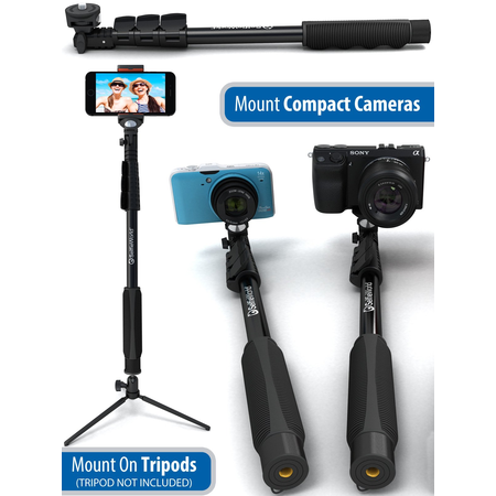 Professional 10-In-1 Monopod / Selfie Stick For GoPro Hero, iPhone, Samsung Galaxy, Digital Cameras With Bluetooth Remote Shutter (Cellphones Only)