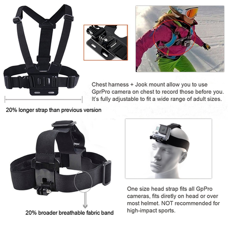 Kupton Accessories for GoPro Hero 5 Session/ Hero Session Bundle Action Camcorder Camera Accessories Mounts Waterproof Housing Case Chest Head Bike Car Backpack Clip Mount