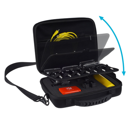 Deluxe Large Carrying Case for GoPro Hero 6, Fusion, 5, Black, Session, Hero 4, Session, Black, Silver, Hero+ LCD, 3+, 3, 2, 1 by CamKix with Shoulder Strap and Customizable Interior and Accessories