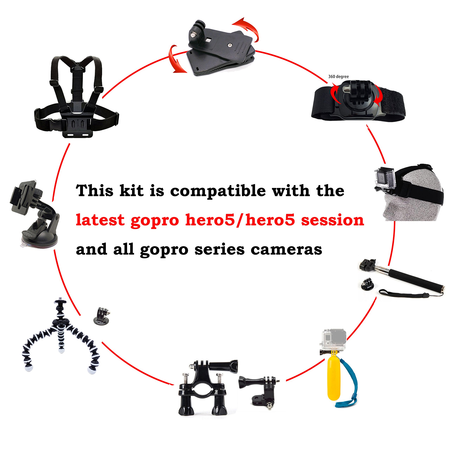 Lifelimit Accessories Starter Kit for Gopro Hero 6/fusion/5/Session/4/3/2/HD/HERO+ (Wi-Fi Enabled) Silver Cameras SJ4000 /5000/ 6000 /AKASO/ APEMAN/ DBPOWER/ And Sony Sports DV and More