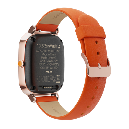 ASUS ZenWatch 2 Rose Gold with Orange Leather Strap 37mm Smart Watch with Quick Charge Battery, 4GB Storage, 1.45-inch AMOLED Gorilla Glass 3 TouchScreen, IP67 Water Resistant