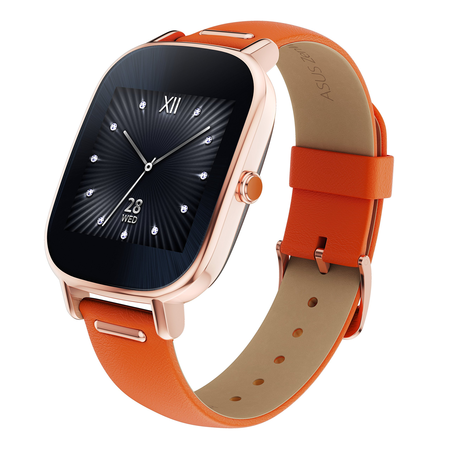 ASUS ZenWatch 2 Rose Gold with Orange Leather Strap 37mm Smart Watch with Quick Charge Battery, 4GB Storage, 1.45-inch AMOLED Gorilla Glass 3 TouchScreen, IP67 Water Resistant