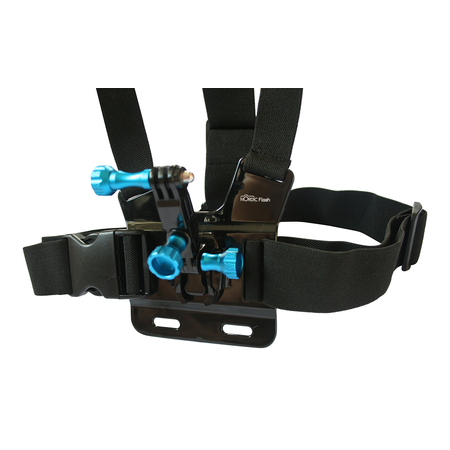 Chest Mount Harness for GoPro Cameras - Adjustable Body Strap Rig + 3-Way Adjustment Base with Aluminum Thumbscrew Kit - Fits ALL Go Pro Hero Models, HERO4, HERO3+ Black Edition