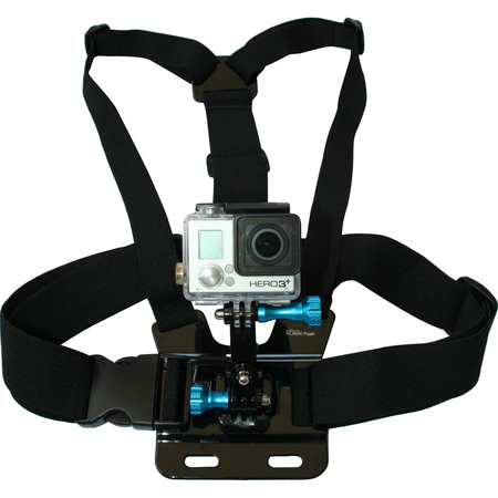 Chest Mount Harness for GoPro Cameras - Adjustable Body Strap Rig + 3-Way Adjustment Base with Aluminum Thumbscrew Kit - Fits ALL Go Pro Hero Models, HERO4, HERO3+ Black Edition