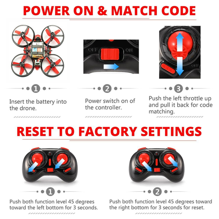 EACHINE E010 Mini UFO Quadcopter Drone 2.4G 4CH 6 Axis Headless Mode Remote Control Nano Quadcopter RTF Mode 2 (Red) …