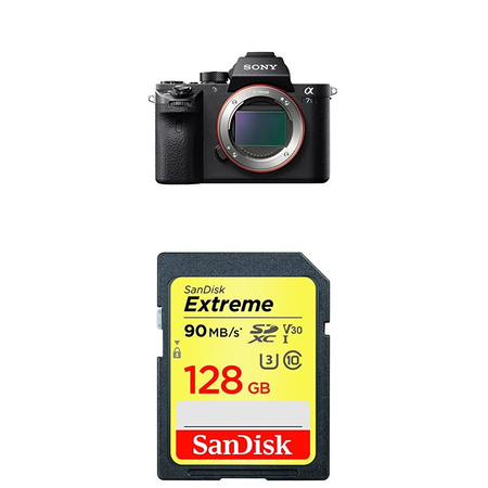 Sony a7S II ILCE7SM2/B 12.2 MP E-mount Camera with Full-Frame Sensor, Black and SanDisk Extreme 128GB SDXC UHS-I Card