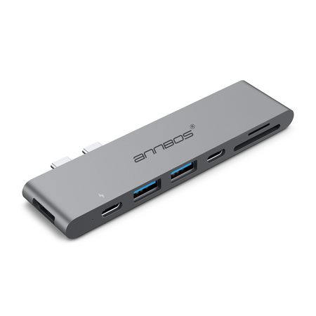 USB-C Hub AnnBos 7-in-1 Type C Hub with HDMI Port, USBC Charging Port, 2 USB 3.0 and 1 USB 2.0 Ports, SD/TF Card Reader (Grey)