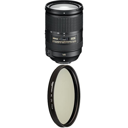 Nikon AF-S DX NIKKOR 18-300mm f/3.5-5.6G ED with Auto Focus for Nikon DSLR Cameras and AmazonBasics Circular Polarizer Lens - 77 mm