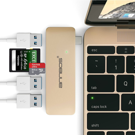 Cáp chuyển đổi đa năng USB-C Hub Type C 8 trong 1 cho Macbook hiệu ANNBOS - USA (Gold)