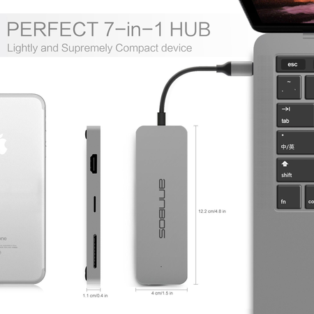Cáp chuyển đổi đa năng USB-C Hub Type C 7 trong 1 cho Macbook hiệu ANNBOS - USA.