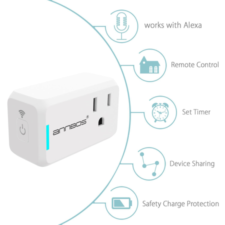 ANNBOS WiFi Outlet Smart Plug Compatible with Alexa, Google home