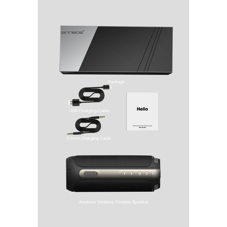 ANNBOS Waterproof Bluetooth Outdoor Wireless Speaker Built-In Microphone