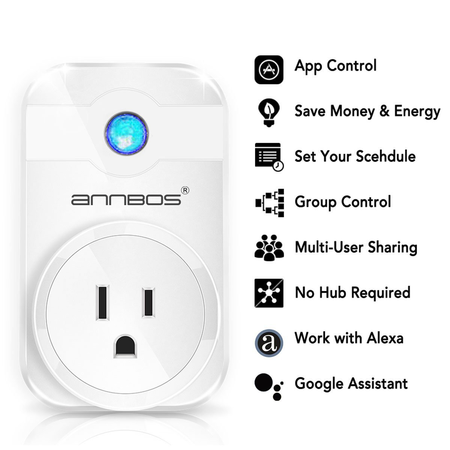 ANNBOS WiFi Outlet Smart Plug Compatible with Alexa, Google home