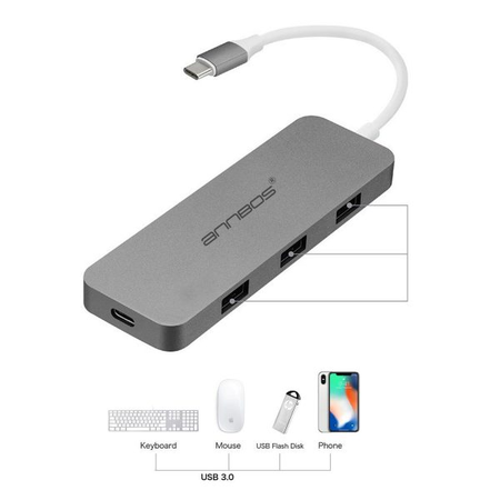 Cáp chuyển đổi đa năng USB-C Hub Type C 4 trong 1 cho MacBook Pro hiệu ANNBOS - USA.(Space Grey)