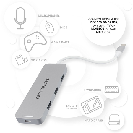 ANNBOS USB C Hub with 4K HDMI and 4 USB Ports(USB 3 x 3 + USB C)- Silver