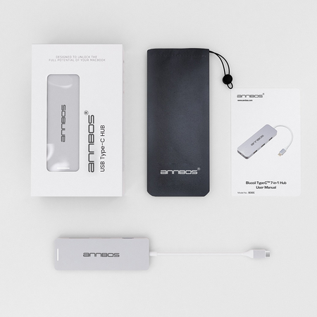 ANNBOS USB C Hub with 4K HDMI and 4 USB Ports(USB 3 x 3 + USB C)- Silver