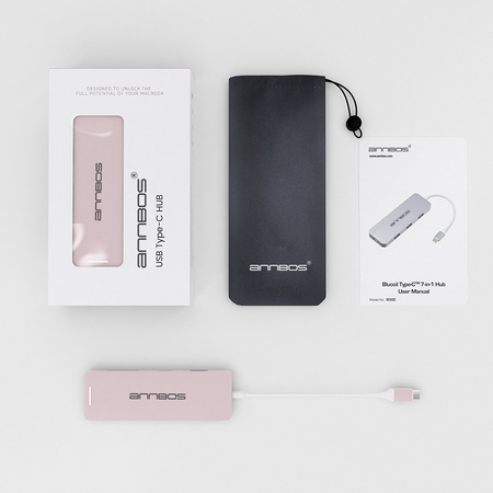 ANNBOS USB C Hub with 4K HDMI and 4 USB Ports(USB 3 x 3 + USB C)- Rose Gold