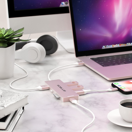 ANNBOS USB C Hub with 4K HDMI and 4 USB Ports(USB 3 x 3 + USB C)- Rose Gold