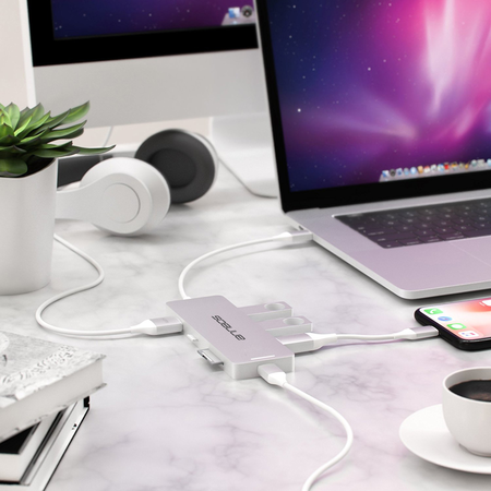 ANNBOS USB C Hub with 4K HDMI and 4 USB Ports(USB 3 x 3 + USB C)- Silver