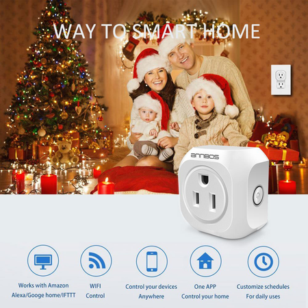 ANNBOS WiFi Outlet Smart Plug Compatible with Alexa, Google home