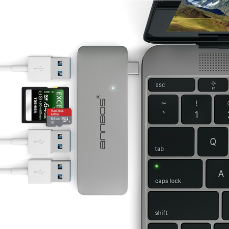 Cáp chuyển đổi đa năng USB-C Hub Type C 5 trong 1 cho Macbook hiệu ANNBOS - USA.(Gray)