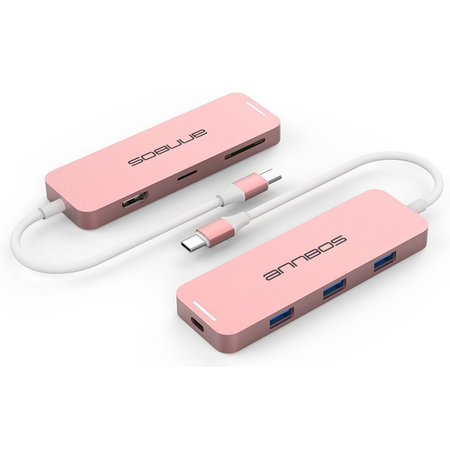 ANNBOS USB C Hub with 4K HDMI and 4 USB Ports(USB 3 x 3 + USB C)- Rose Gold