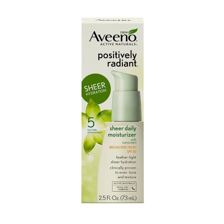 Aveeno Positively Radiant Sheer Moisturizer Spf#30 2.5oz