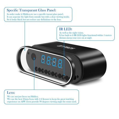 AnnBos Clock Hidden Spy Security Nanny Camera Wifi Wireless IP Full HD 1080P Motion Detection Alarm Video Recorder Night Vision Home/Office Surveillance Premium