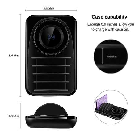 AnnBos Wireless Charger Dock,10W Multiple Devices Charging Station Organizer with Qi Cordless Charge Pad,USB Hub Stand Docking
