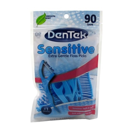 Dentek Floss Picks Sensitive Smooth Mint 90 Count Bagged