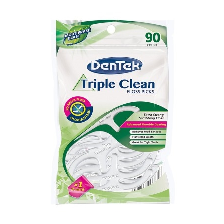 Dentek Floss Picks Triple Clean 90 Count