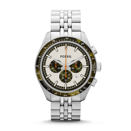 Đồng hồ New Fossil Mens Off White Dial Stainless Steel Bracelet Chronograph Watch CH2913