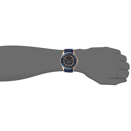 Đồng hồ GUESS Men's Stainless Steel Silicone Casual Watch, Color Rose Gold-Tone/Rigor Blue (Model: U0247G3)