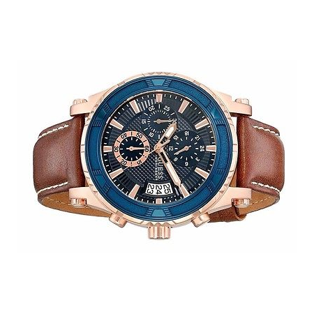 Đồng hồ GUESS Men's Brown and Rose Gold-Tone Leather Sport Watch