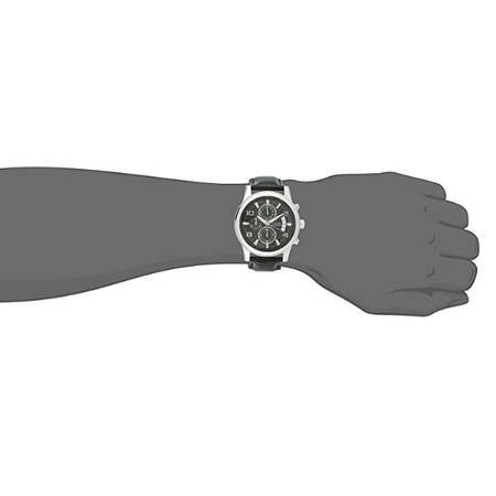 Đồng hồ GUESS Men's U0076G1 Black Classic Crocodile-Grained Leather Strap Chronograph Watch