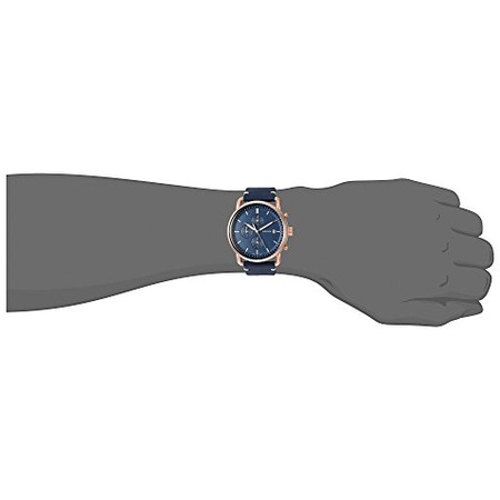 Đồng hồ Fossil Men's Blue Leather Rose Gold Stainless Steel Watch FS5404